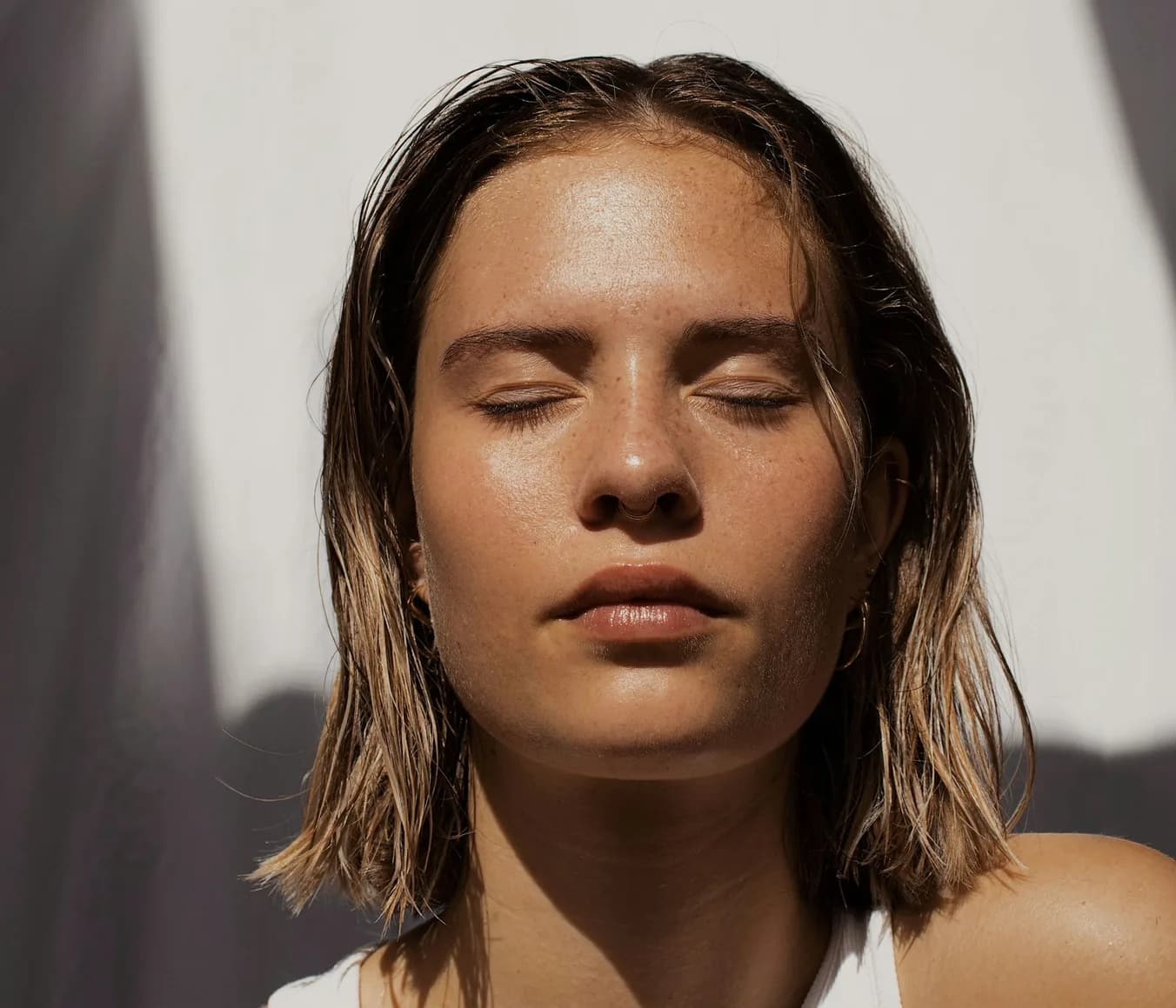 Lumea campaign portrait, eyes closed