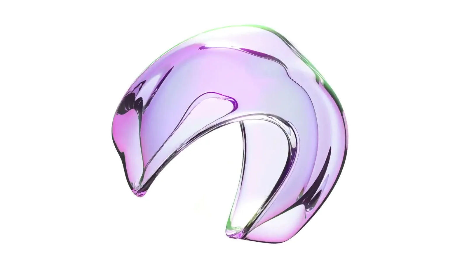 Translucent purple glass form on white