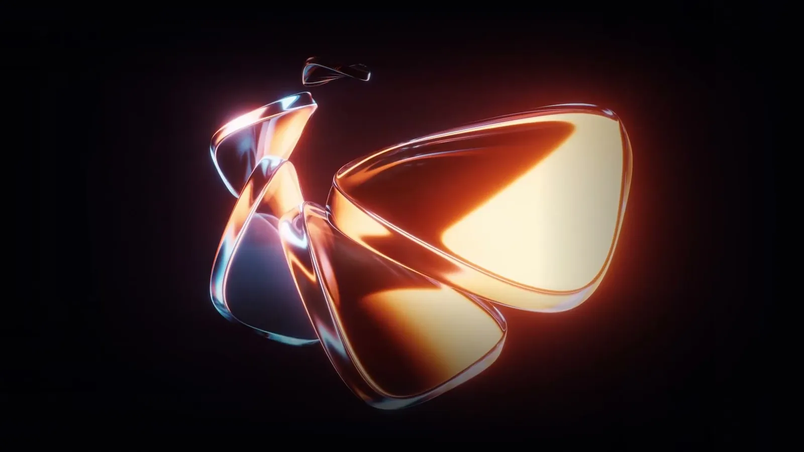 Abstract glass shape on a dark background