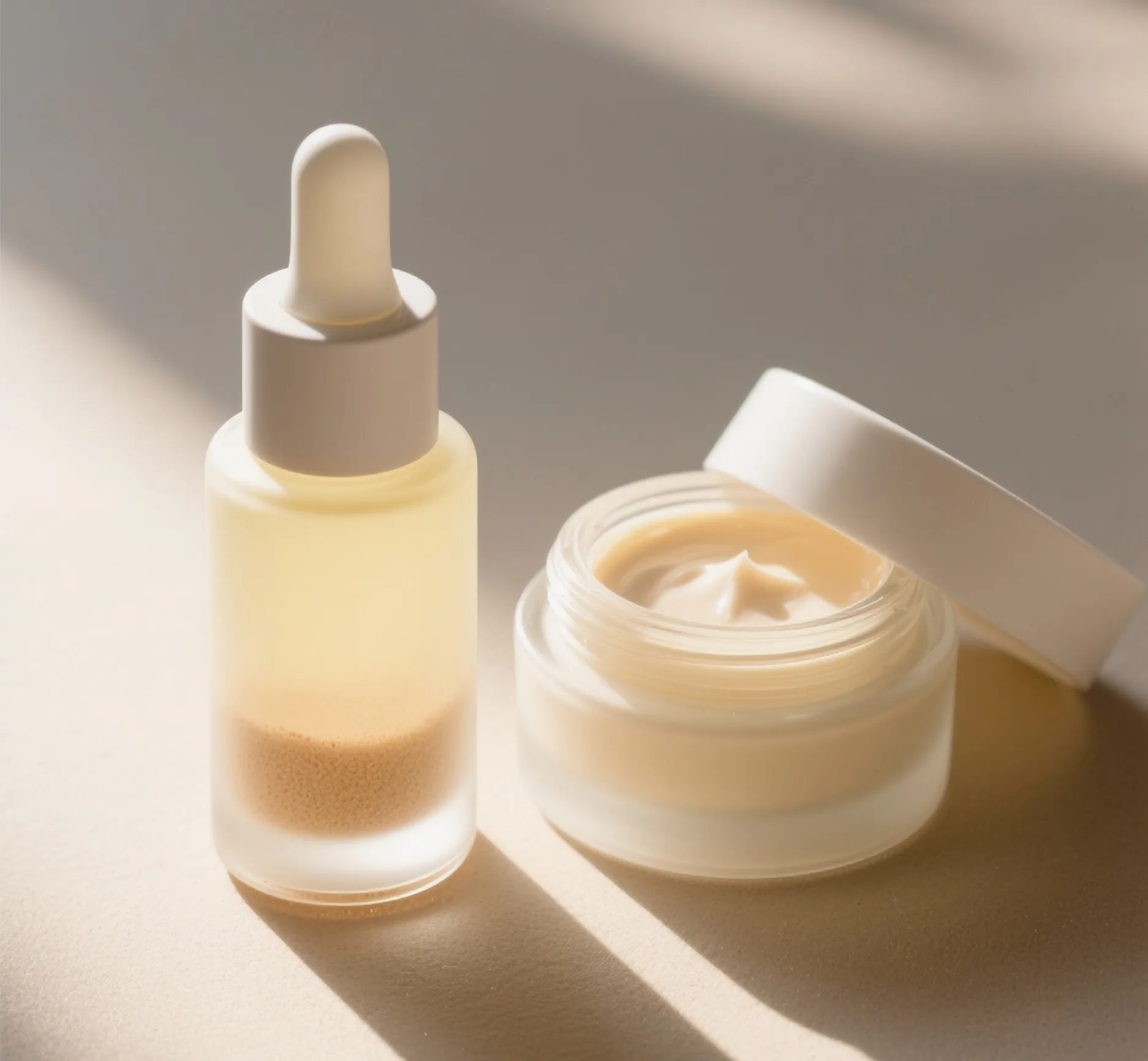 Lumea serum and day cream in soft light