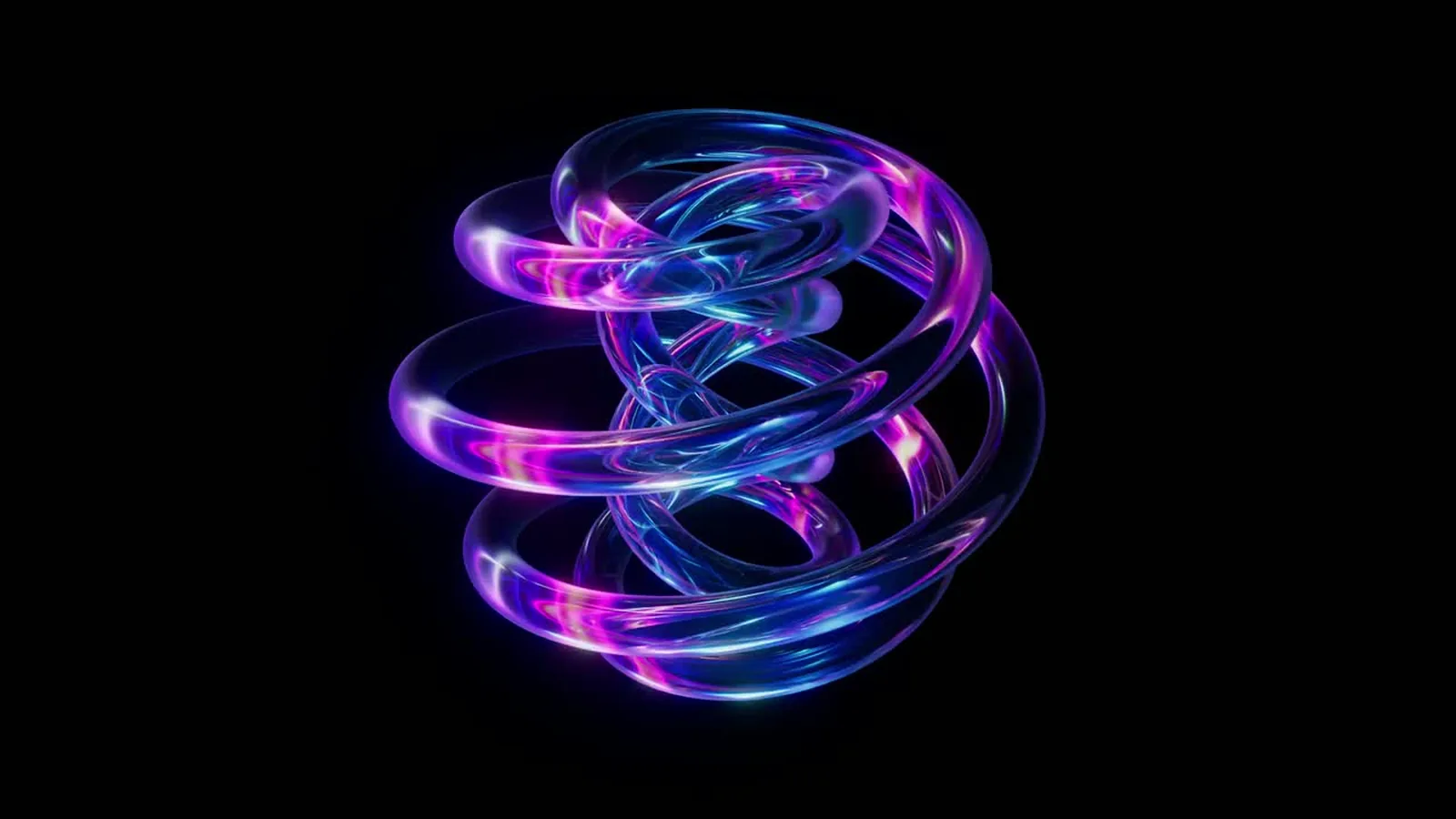 Glowing glass spiral on a black background