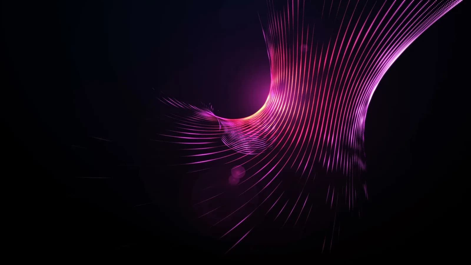 Pink light waves flowing across a dark background